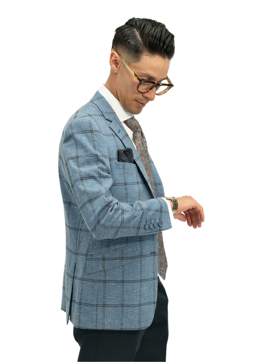 Light Blue Windowpane Blazer