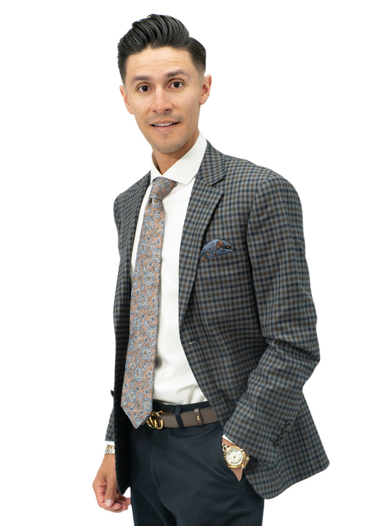 Blue Brown Check Blazer