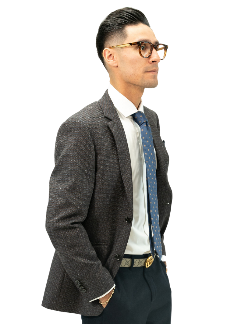 Brown/Navy Woven Check Blazer