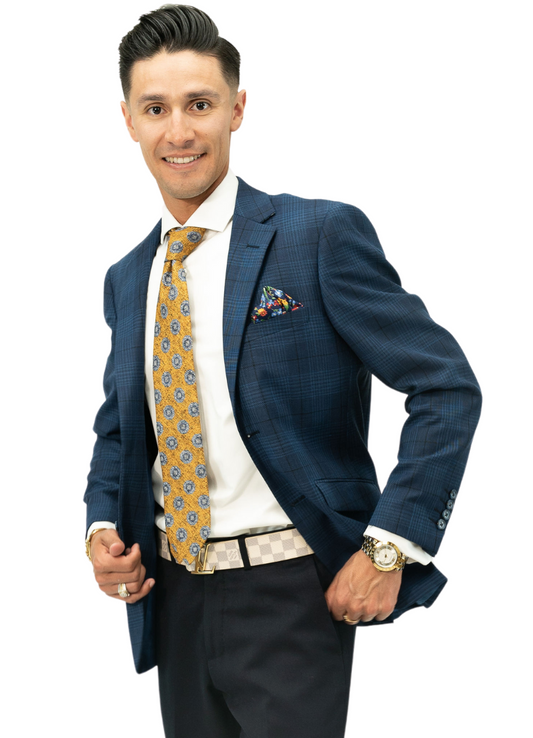 Dark Blue Windowpane Blazer